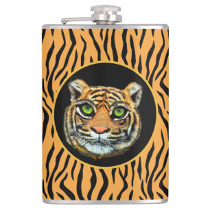 Visage de tigre sauvage sur flacon à motif de peau