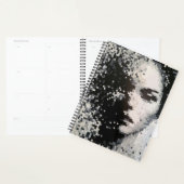 Visage en pixel art noir et blanc planner (Display)