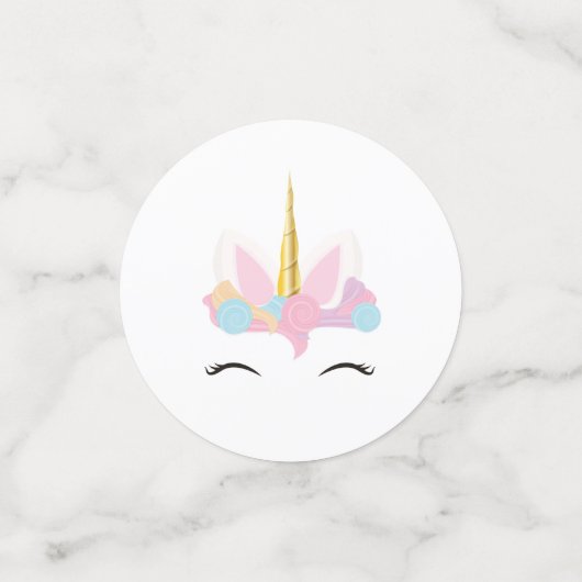 Visage et nom de la licorne | Confettis (Petit recto)