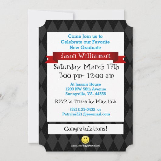 Visage impressionnant Nos Invitations Graduées Pré (Dos)