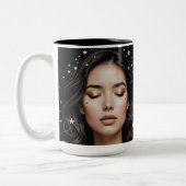 Visage minimaliste et Étoiles Mug (Gauche)
