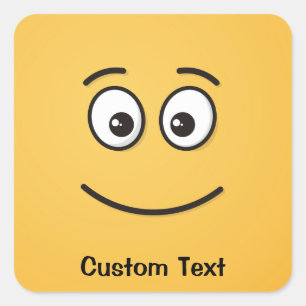 Visage souriant avec Sticker Carré des yeux ouvert