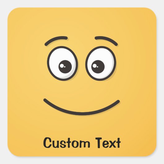 Visage souriant avec Sticker Carré des yeux ouvert (Devant)
