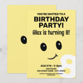 Visage souriant mignon Invitation Anniversaire (Devant / Derrière)