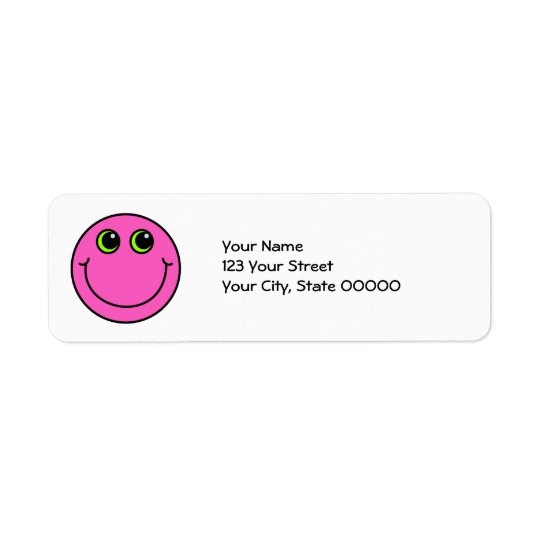 Visage souriant rose étiquettes d’adresse retour