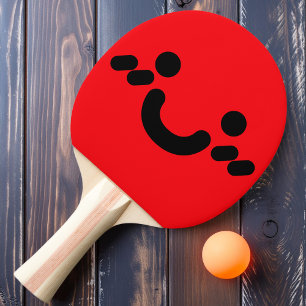 Visage Sourire Mignon Raquette de Ping Pong Rouge