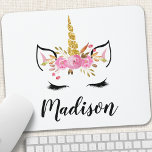 Visage Unicorne avec cils Nom personnalisé<br><div class="desc">Visage Unicorne Avec Eyelashes Nom Personnalisé Pad Souris</div>