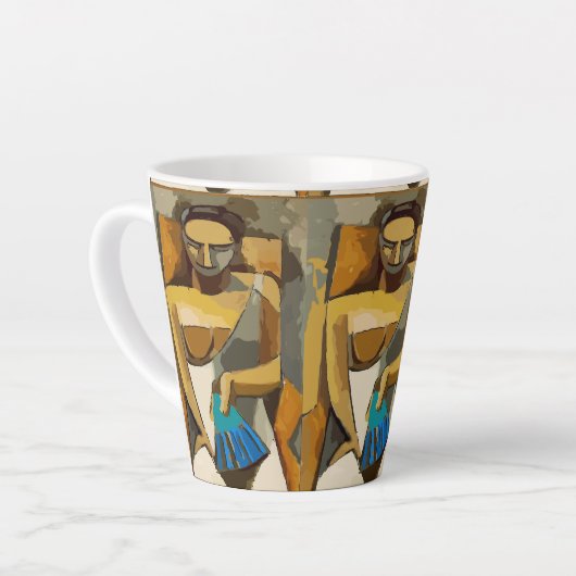 Visages Abstraits, ajouter du texte, Mug de café (Angle gauche)