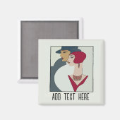 Visages Art déco, ajouter du texte Magnet (Recto/Verso)