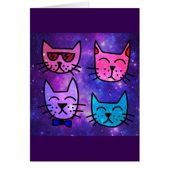 Visages de Chats Cool sur un Fond Spatial (Devant)