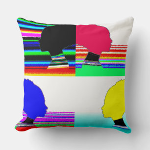 Visages de couleur Pop Art – Coussin abstrait