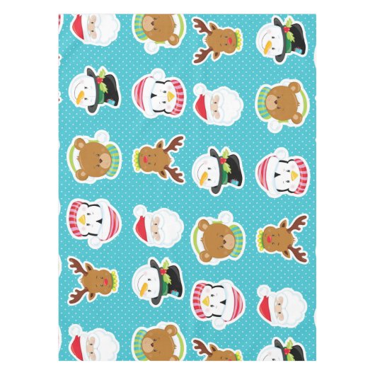 Visages de la nappe de Noël (Devant)