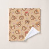 Visages d'ours modernes sur beige clair (Gant de toilette)