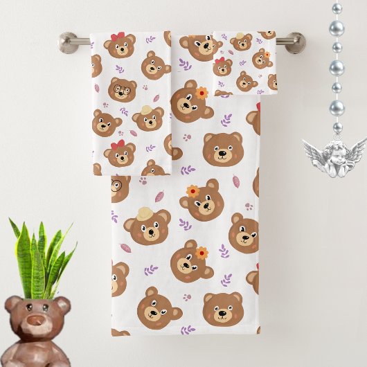 Visages d'ours modernes sur fond blanc