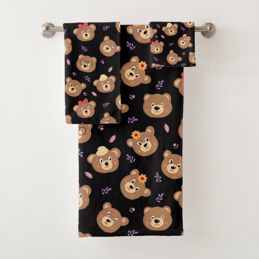 Visages d'ours modernes sur fond noir (En situation)