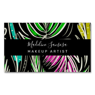 Visagist Bright Jungle Doodles Zwart Magnetisch Visitekaartje