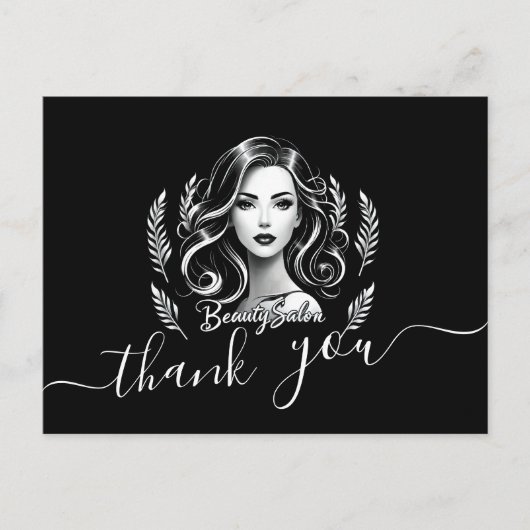 Visagist Haarstylist Modern Zwart Wit Goud Briefkaart (Voorkant)