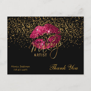 Visagist Hot Roze Lippen op Zwart Briefkaart