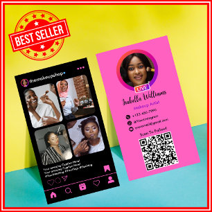 Visagist Instagram POST Roze QR Code Visitekaartje