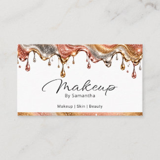 Visagist | Luxe Gouden Glitter Metallic Drip Visitekaartje