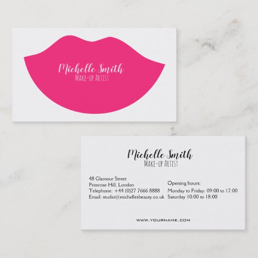Visagist Roze Lippen Moderne Chic Schoonheidssalon Visitekaartje (Voorkant / Achterkant)