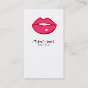 Visagist roze lippen trendy moderne schoonheidssal visitekaartje
