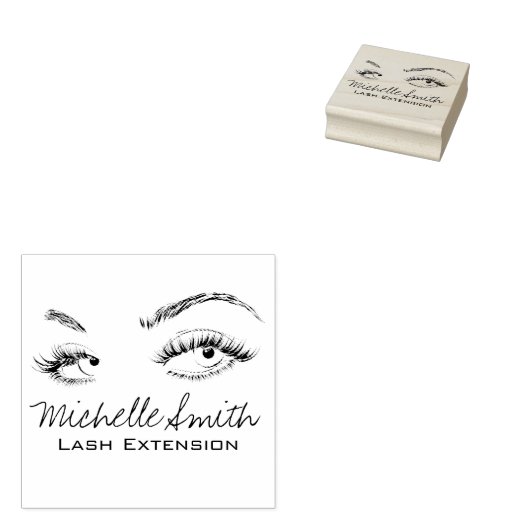 Visagist Wimper Extensies Wenkbrauwen Zwart en Wit Rubberstempel (Gestempeld)