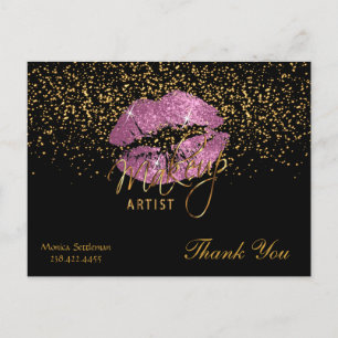 Visagist Zo Roze Lippen op Zwart Briefkaart