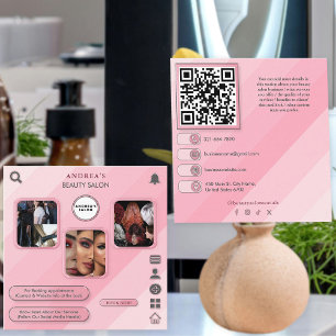 visagiste Schoonheidssalon Foto's Roze Trendy Vierkante Visitekaartje