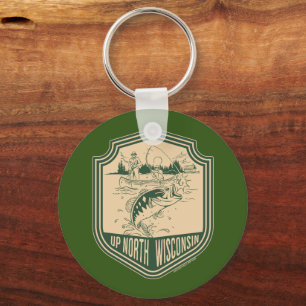 Visbadge Noord-Wisconsin Vissen Sleutelhanger