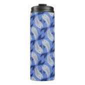 Visblokprint - blauw thermosbeker (Voorkant)