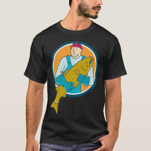 Visboer Zalm Vis Cirkel Cartoon T-shirt