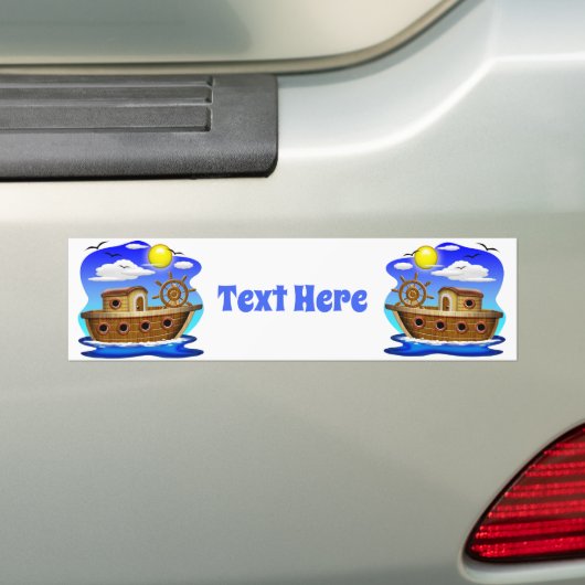 Visboot Cartoon Bumpersticker (Op auto)