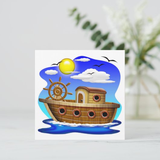 Visboot Cartoon Kaart (Staand voorkant)