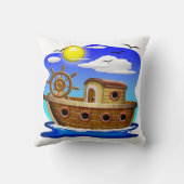 Visboot Cartoon Kussen (Achterkant)