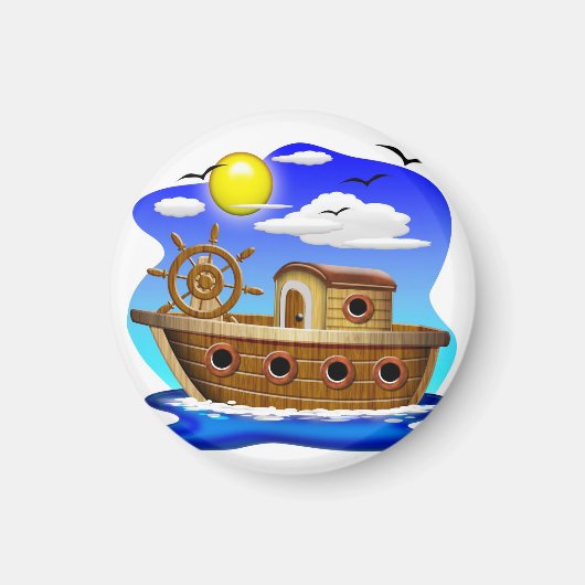 Visboot Cartoon Magneet (Voorkant)