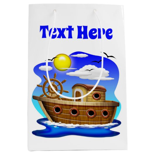 Visboot Cartoon Medium Cadeauzakje (Voorkant)
