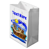 Visboot Cartoon Medium Cadeauzakje (Achterkant Gekanteld)