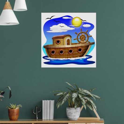 Visboot Cartoon Poster (Woonkamer 1)