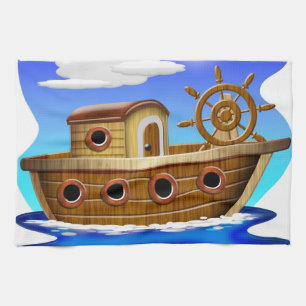 Visboot Cartoon Theedoek