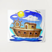 Visboot Cartoon Wandkleed (Voorkant (horizontaal))