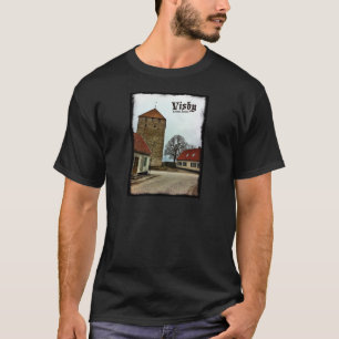 Visby, Gotland, Zweden Tower met Donkere Grens T-shirt