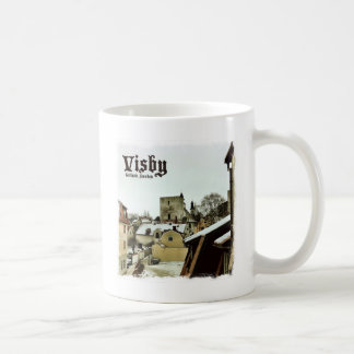 Visby, Gotland, Zweedse daken met lichte grens Koffiemok