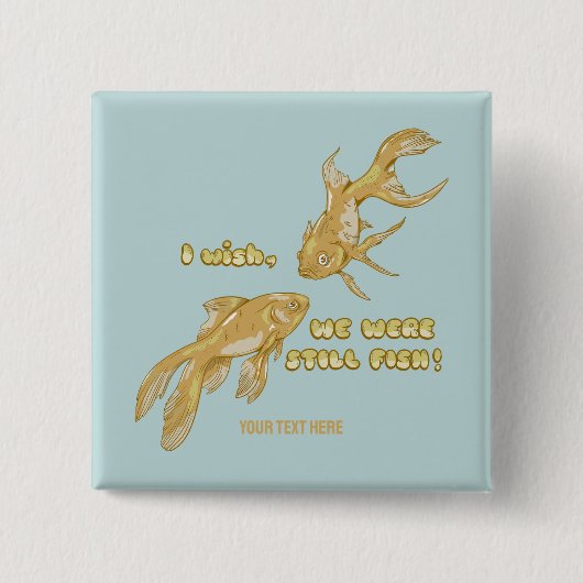 Visevolutie grappige goudvis vierkante button 5,1 cm (Voorkant)