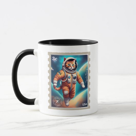 Visez L'Astronaute Lune Chat Mug (Gauche)