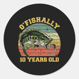 Visfeestelijk 10 jaar oud visserij verjaardag them ronde sticker