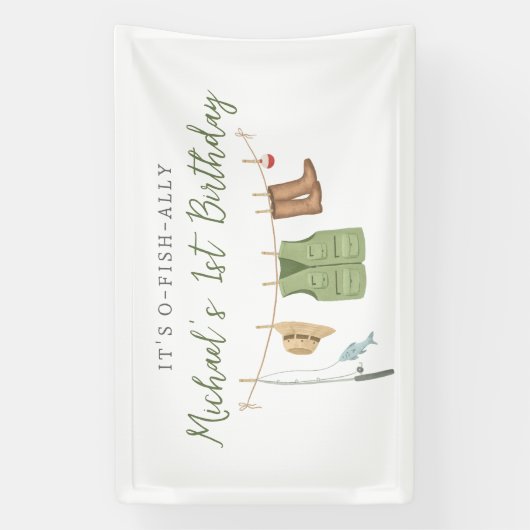 Visfeestje verjaardag spandoek (Verticaal)