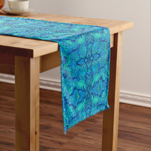 Visgolven Onderwater Bohemian Arabesque Patroon Korte Tafelloper
