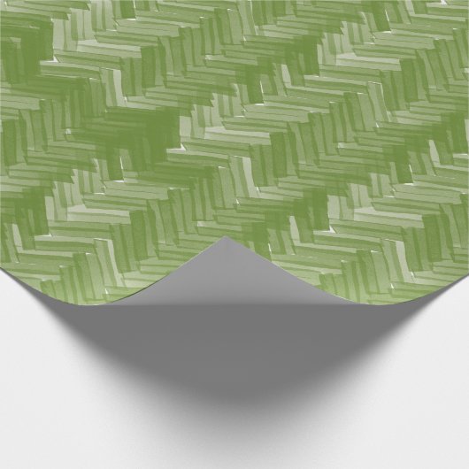 Visgraat Chevron Patroon op Forest Green Cadeaupapier (Hoek)
