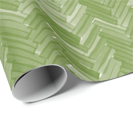 Visgraat Chevron Patroon op Forest Green Cadeaupapier (Rol Hoek)